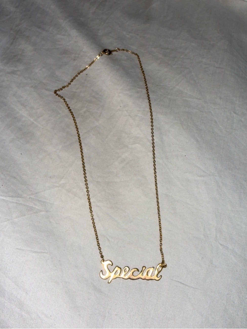 Vintage Gold 'Special Gemini swank’ Script Pendant Necklace